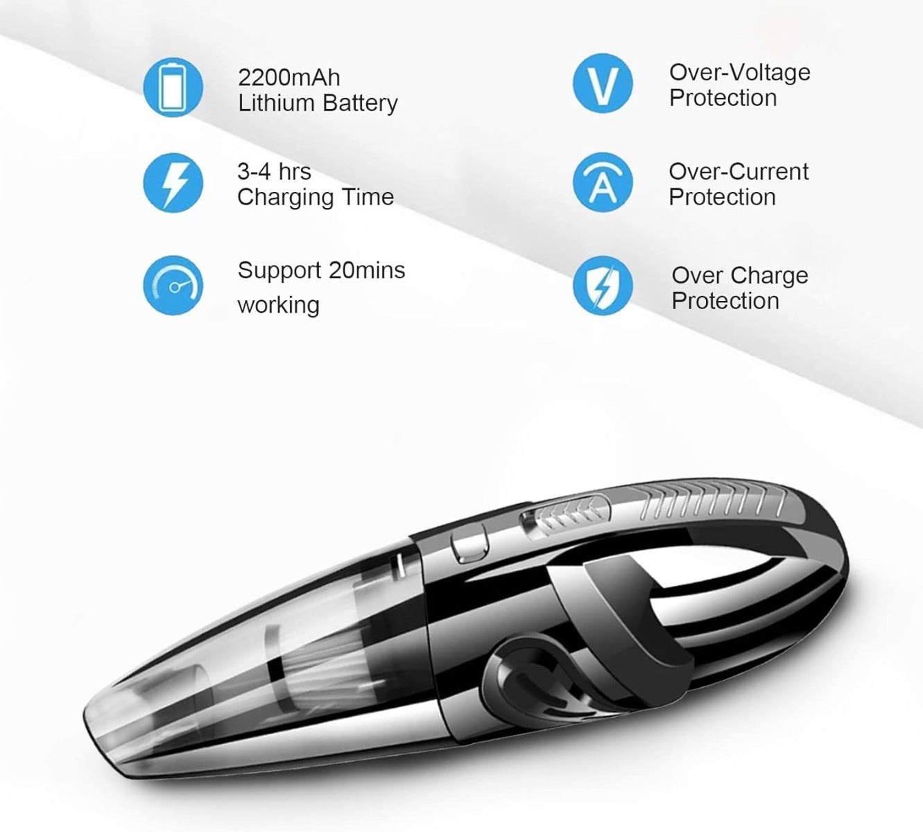 Aspirapolvere Senza Fili Portatile - Potente 120W, 3200PA, Mini Aspirapolvere Ricaricabile da 2200mAh per Casa, Auto, Ufficio