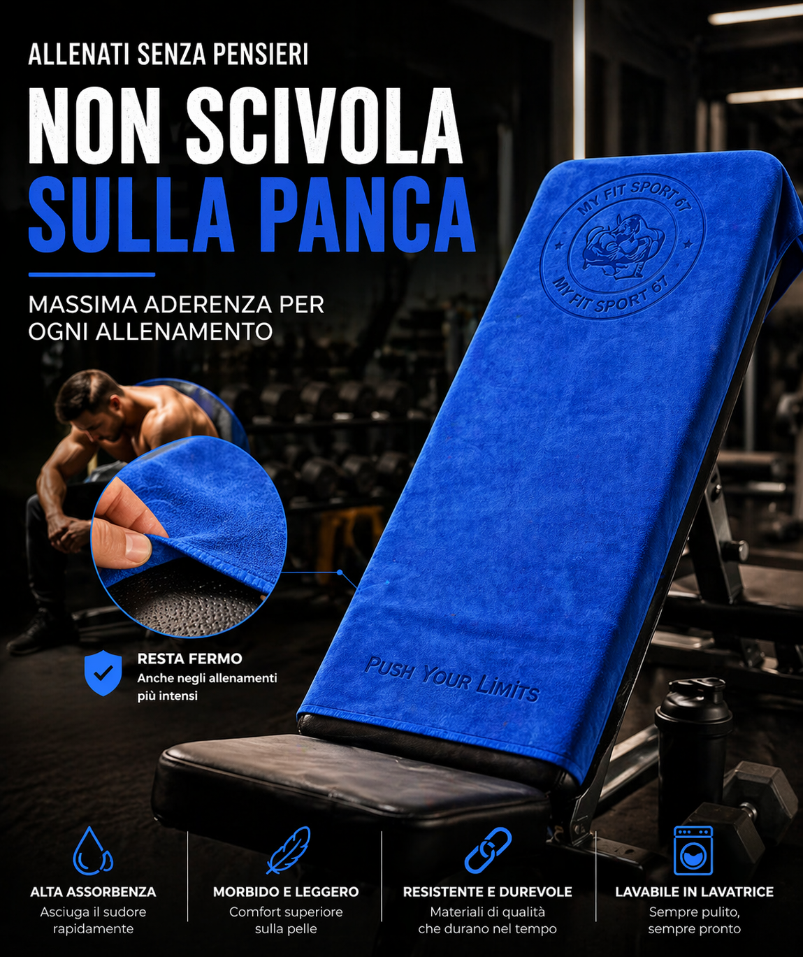 Asciugamano da Palestra MyFitSport67 in Microfibra 90 × 50 cm
