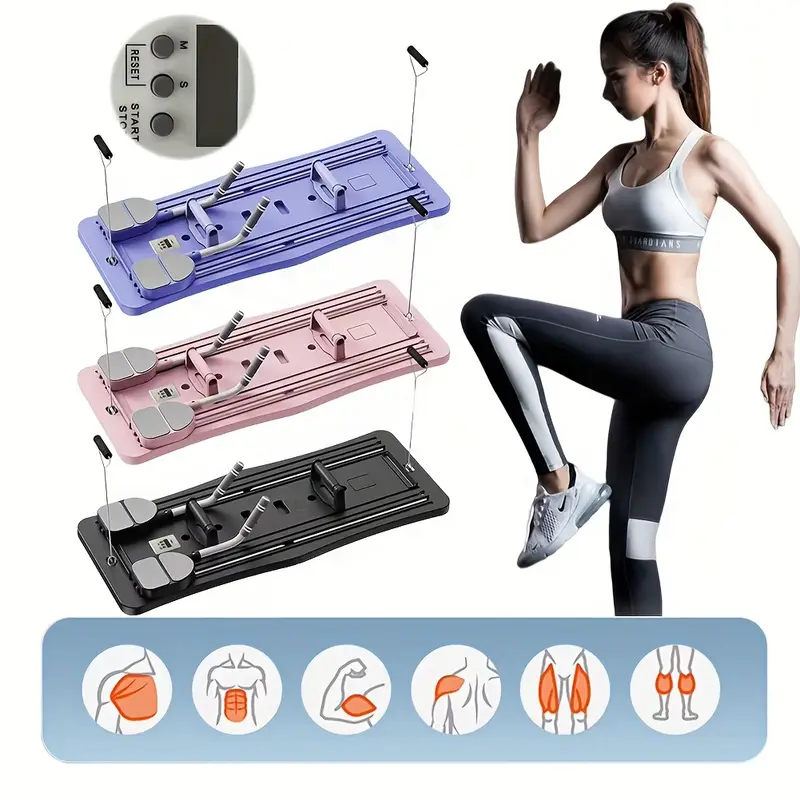 Tavola Pieghevole Multifunzione per Pilates e Addominali con Ab Roller – Macchina Fitness 4 in 1