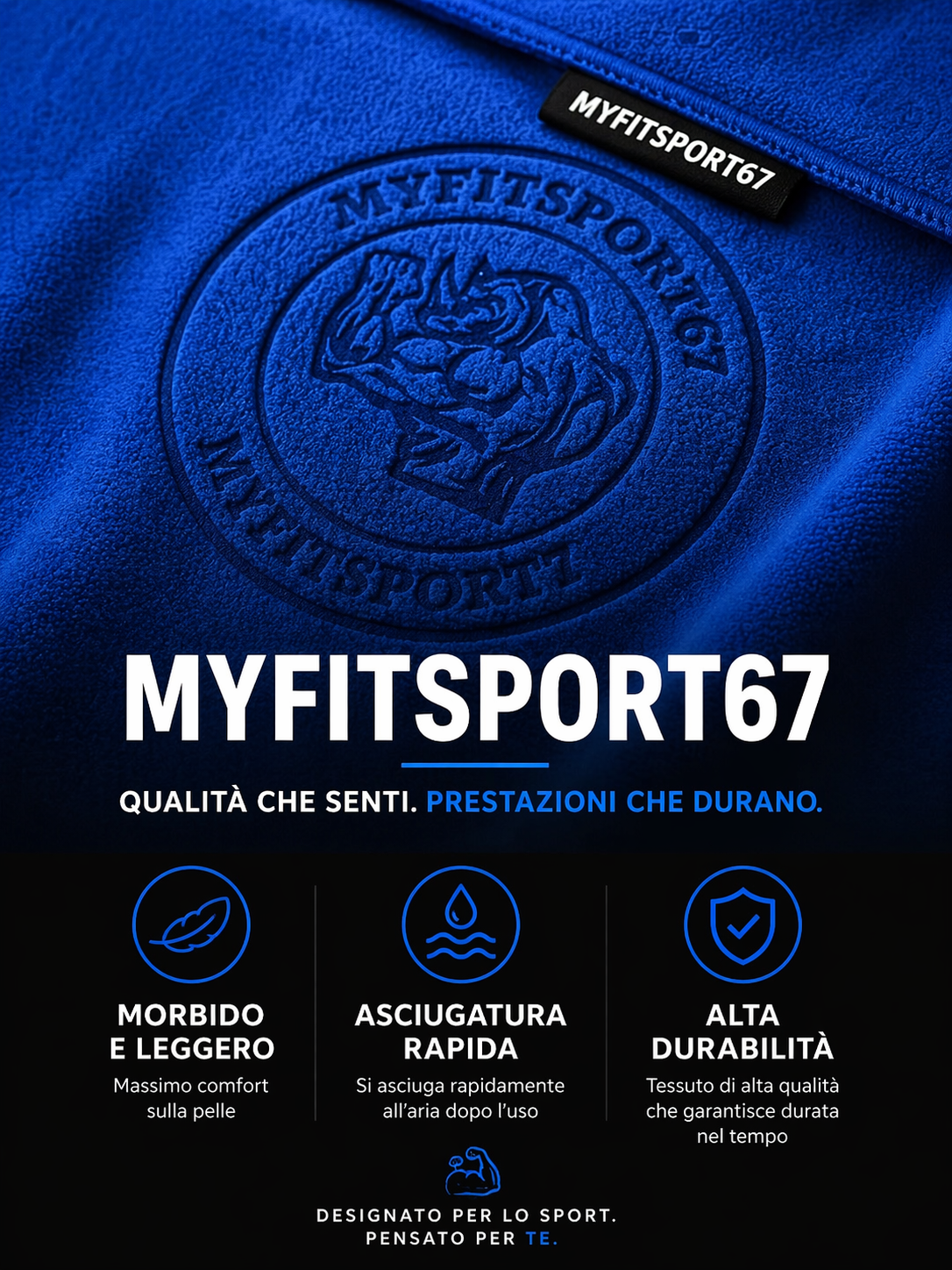 Asciugamano da Palestra MyFitSport67 in Microfibra 90 × 50 cm