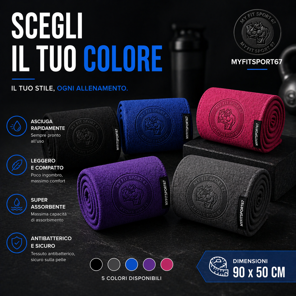 Asciugamano da Palestra MyFitSport67 in Microfibra 90 × 50 cm