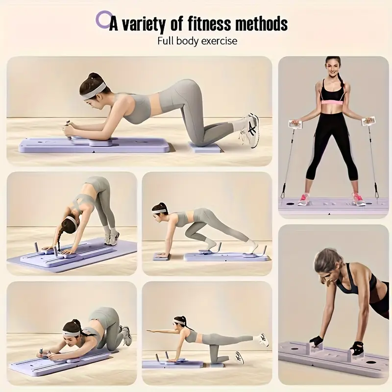 Tavola Pieghevole Multifunzione per Pilates e Addominali con Ab Roller – Macchina Fitness 4 in 1