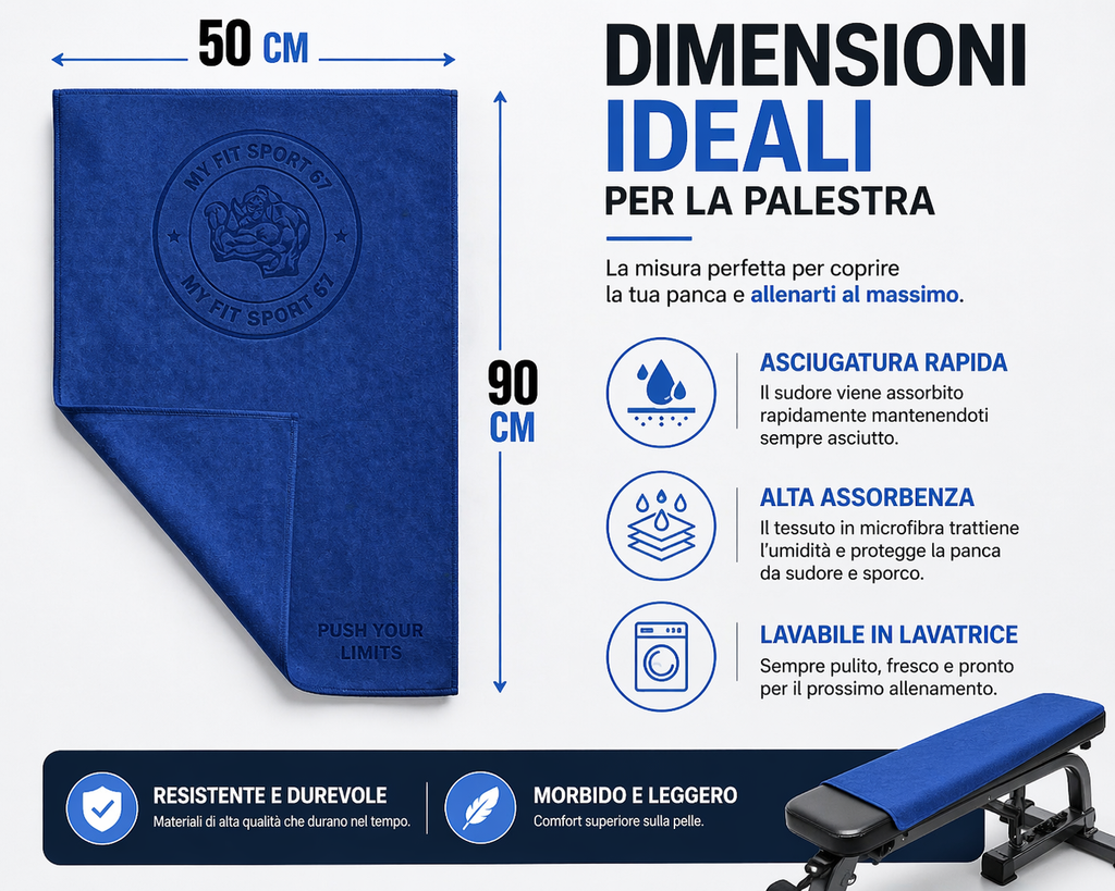 Asciugamano da Palestra MyFitSport67 in Microfibra 90 × 50 cm