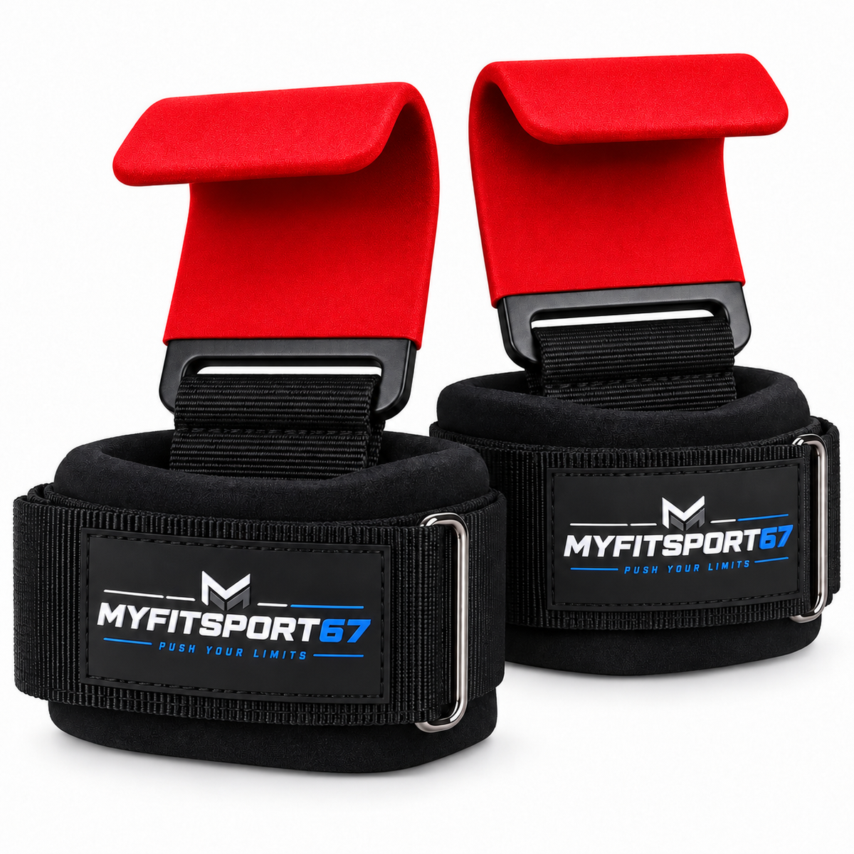 MYFITSPORT67 GripHook Pro – Ganci per Sollevamento Pesi con Supporto Polso Imbottito