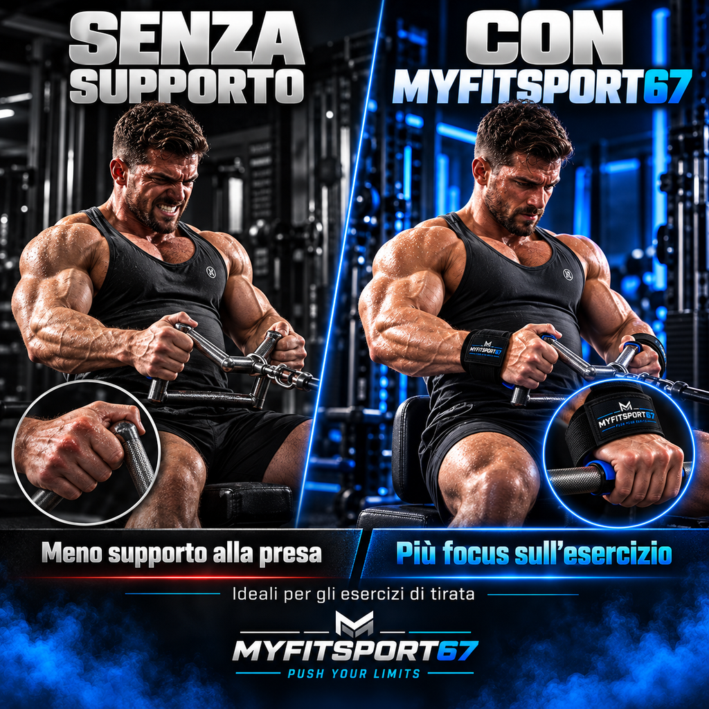 MYFITSPORT67 GripHook Pro – Ganci per Sollevamento Pesi con Supporto Polso Imbottito